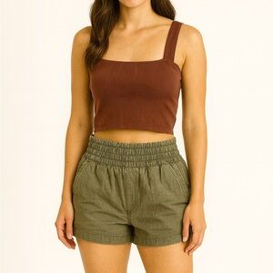 Abercrombie & Fitch Size Large Brown Ribbed Crop Top Tank Top.